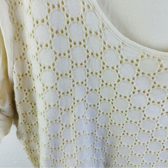 Talbots Ivory Lace Front Tee Size 1X Flaw - Picture 2 of 4